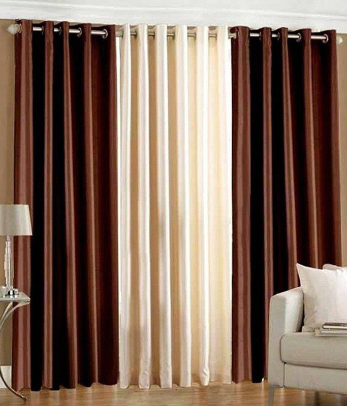 alagh fashions 270 cm (9 ft) Polyester Long Door Curtain (Pack Of 3)(Solid, Multicolor)