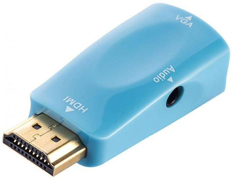 Microware HDMI to VGA + audio 3.5mm cable extender converter connector adapter HDMI Adapter (Blue) 0.53 m HDMI Adapter(Compatible with Computer, Blue)