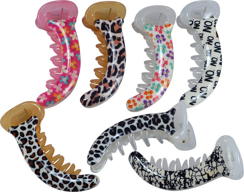 Saamarth Impex Printed Multicolor Banana Clips , Woman Hair Accessories For Long Short Pony-Set Of 7 Piece Banana Clip(Multicolor) Saamarth Impex Printed Multicolor Banana Clips , Woman Hair Accessories For Long Short Pony-Set Of 7 Piece Banana Clip(Multicolor)