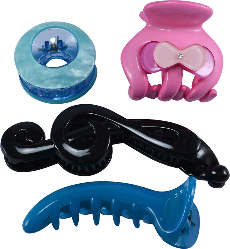 Saamarth Impex Multi color Printed Clutcher 3 Different Design Hair Accessories Set Of 4 Piece Hair Clip(Multicolor)