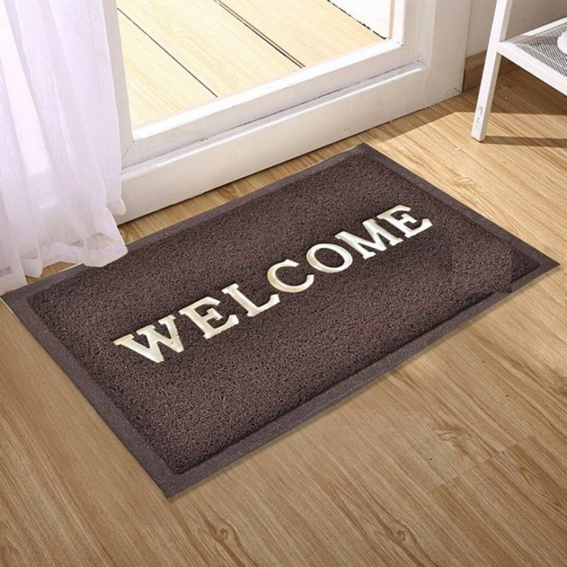 kihome PVC (Polyvinyl Chloride) Door Mat(Brown, Free)