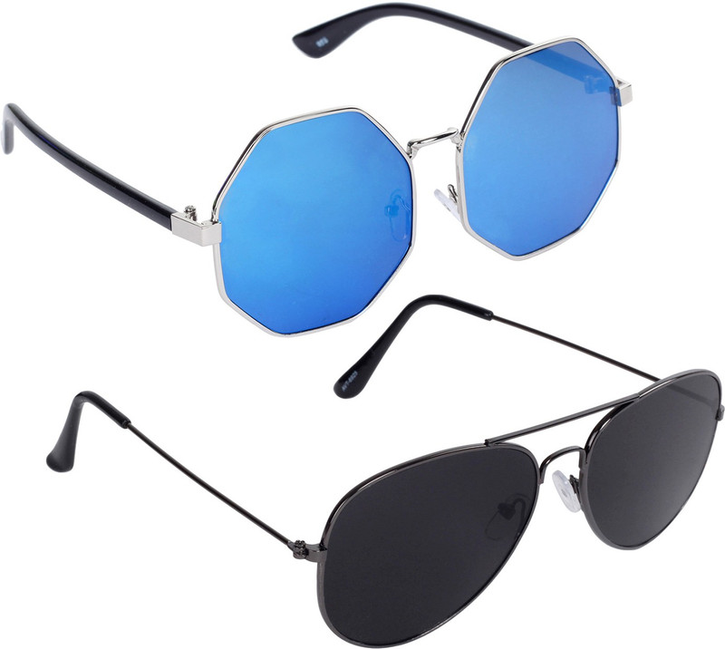 Reyda Aviator Sunglasses(Blue, Black)