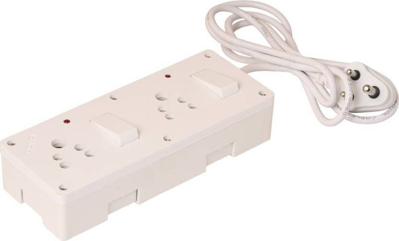 r k electricals R K ELECTRICALS Power Strip extension multi outlet board Fitted with 2 Switches And 2 Sockets With 2 Metre Wire With 5 Amp Plug 2 Socket Surge Protector 2 Socket Surge Protector(White)
