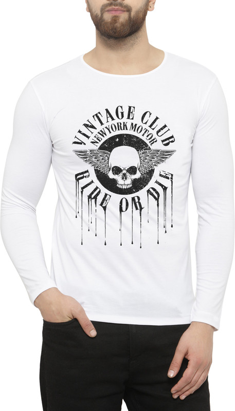 keys Graphic Print Men Round Neck White T-Shirt