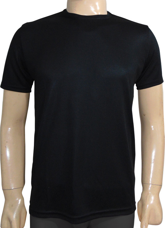 advik Solid Men Round Neck Black T-Shirt