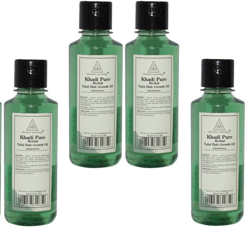 KHADI PURE GRAMODYOG HERBAL TULSI HAIR GROWTH OIL-PACK OF 4 Hair Oil(840 ml)