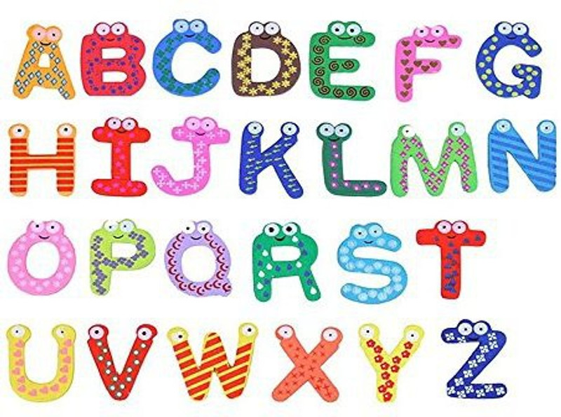 si ying 26 English Letters Fridge Magnets Home Decoration, Cute Funny Magnets Wooden Mini Ze (English Letter)(Multicolor)