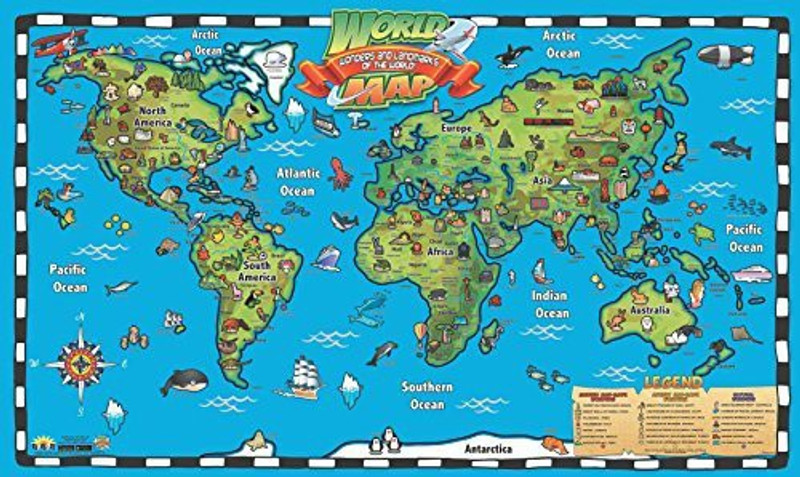 popar Kid'S World Map Interactive Wall Chart With Free App(Multicolor)