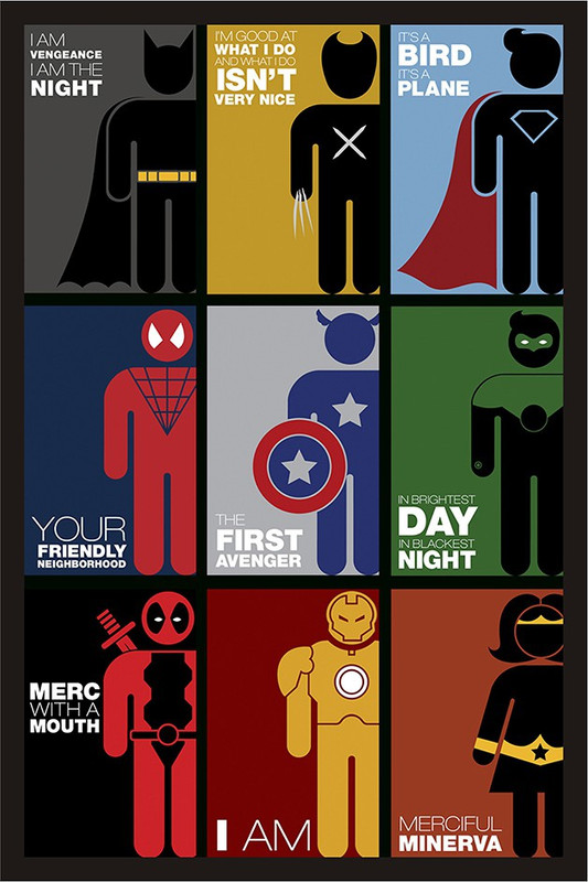 Superheroes Marvel & DC Minimalist 12inches X 18 inches 300 gsm high quality paper Print Poster Photographic Paper(18 inch X 12 inch, rolled)
