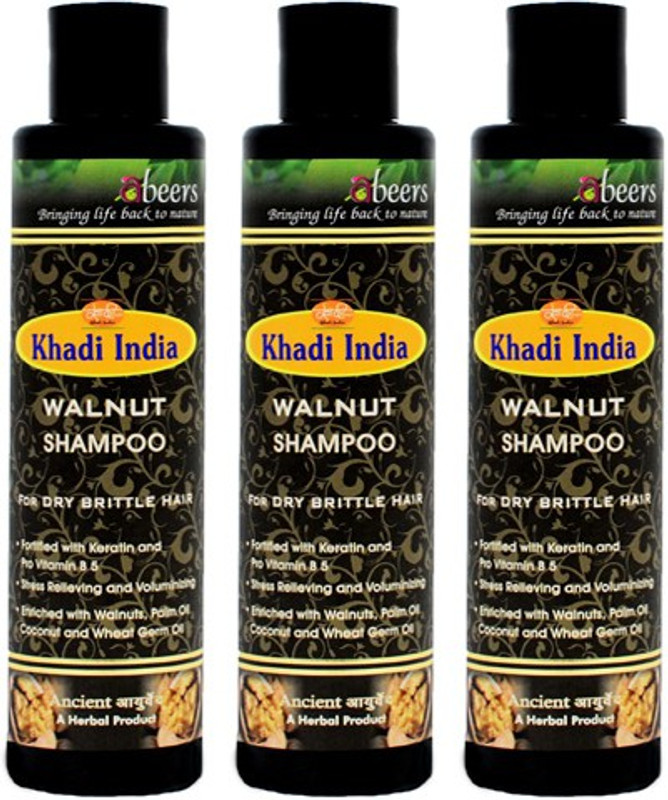 khadi abeers WALNUT SHAMPOO - PACK OF 3 PCS(225 ml)