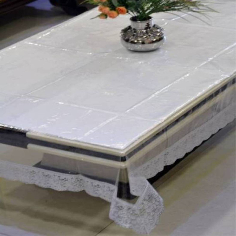 khushi creation Solid 8 Seater Table Cover(White, PVC (Polyvinyl Chloride))
