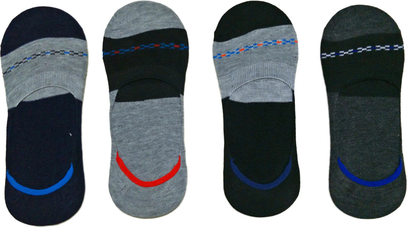 qraftink Men Striped Peds/Footie/No-Show(Pack of 4)