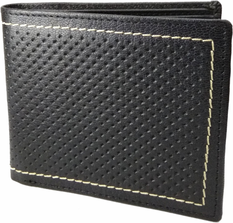 de jeunez Men Black Genuine Leather Wallet(4 Card Slots)
