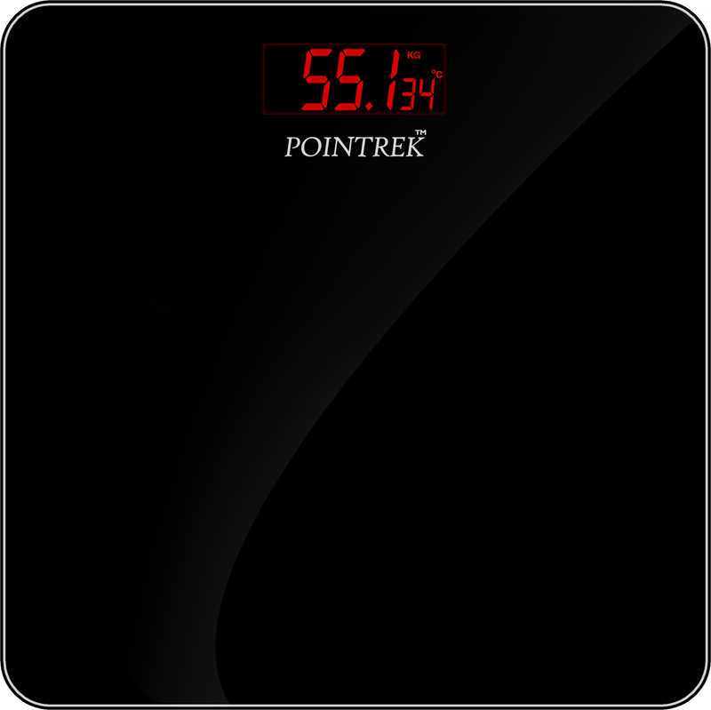 POINTREK Electronic Digital LCD Personal Health Body Fitness (Black with Red-Light Display) Weighing Scale(Black)