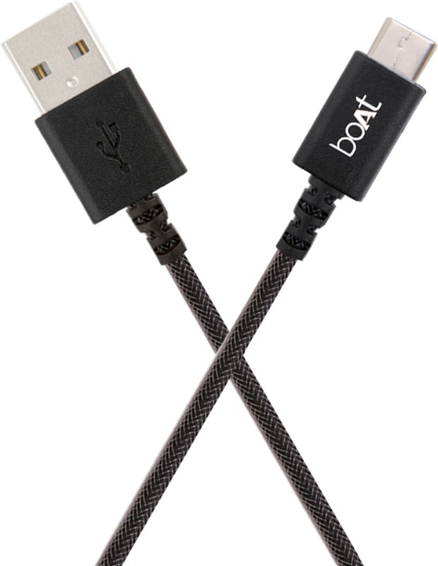 boAt USB Type C Cable 2 m Type C A400 - 2m(Compatible with All Phones, Black, One Cable)