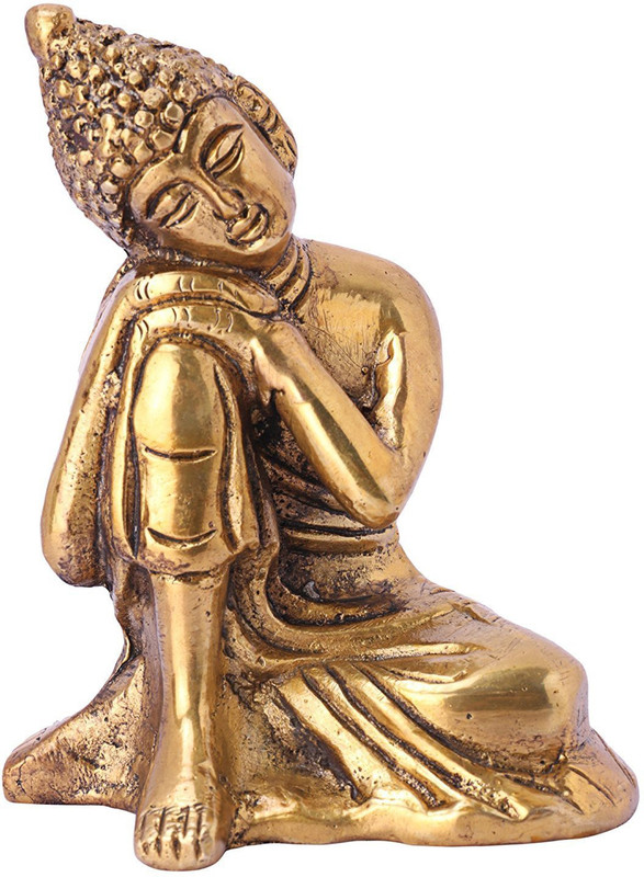 rci handicrafts Resting Budha Decorative Showpiece  -  9 cm(Aluminium, Gold)