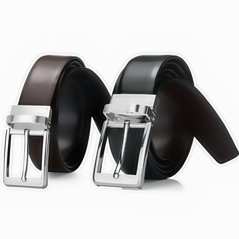 rabby Men Formal, Casual Black Genuine Leather Reversible Belt