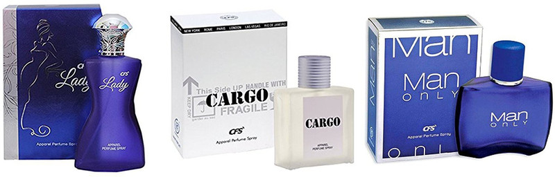 cfs perfume Roll over image to zoom in CFS Cfs Cargo White Lady And Man Only Blue Perfume, Combo Of 3 - 100ml each Perfume  -  100 ml(For Men & Women)