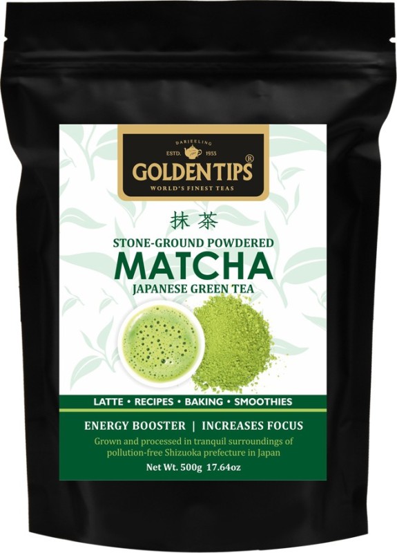 Golden Tips Golden Tips Original Japanese Matcha Green Tea Powder (500 gm - Bulk Pack) 250 servings - All Natural, NO Added Sugar - Helps , Increases Focus, Boost Energy - Perfect for Latte, Recipes and Baking Unflavoured Matcha Tea Pouch(500 g)