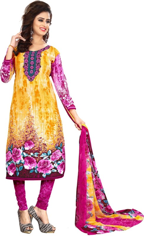 Viva N Diva Poly Crepe Printed, Self Design Salwar Suit Material(Unstitched)