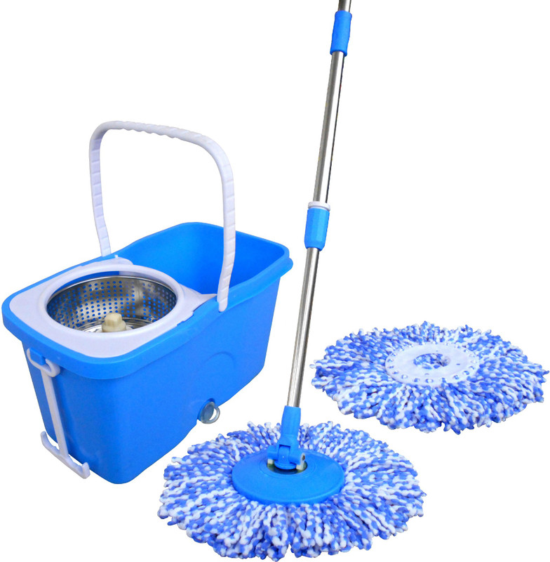wcse Trolley wheel bucket with Pure and Superb quality Sky Blue Mop Set(Blue 1.23 m)