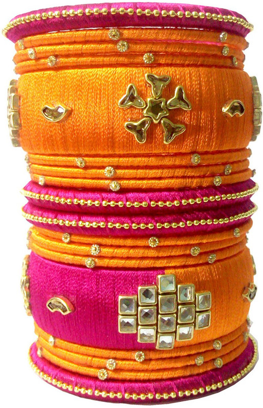 blue jays hub Stone, Plastic, Fabric Beads Bangle Set(Pack of 18)