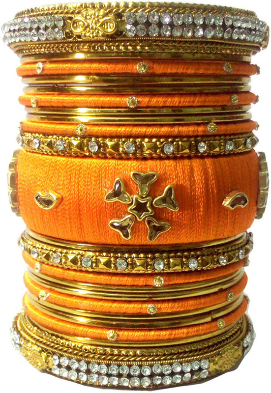 blue jays hub Fabric, Metal Beads, Moonstone Gold-plated Bangle Set(Pack of 27)