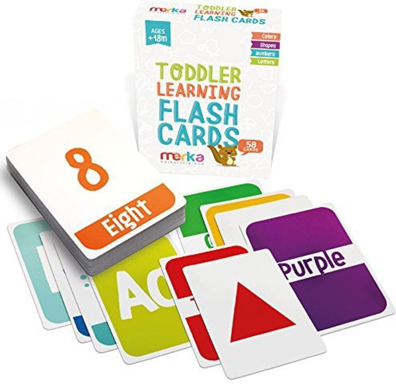 merka Kids Alphabet Colors Shapes And Numbers Learning Flash Cards - 58 Cards With Beautiful Illustrations And Bright Colors(Multicolor)