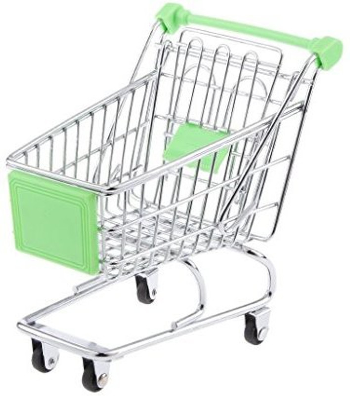 sea junop Small Shopping Cart Supermarket Handcart Trolley With T Rolling Wheels(Green)(Multicolor)