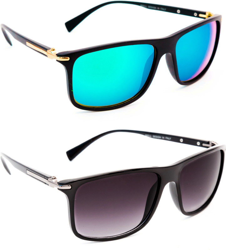 TheWhoop Rectangular Sunglasses(Green, Black)