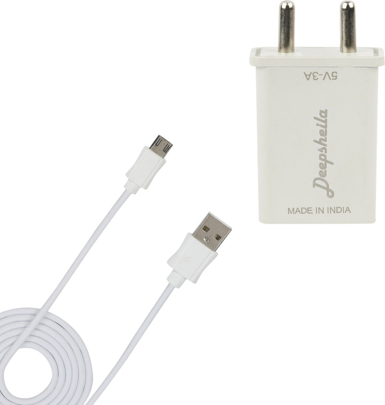DEEPSHEILA 3.4A. FAST CHARGER & V8 CABLE FOR LE__NOVO VIBE S1 1 A Multiport iPod Charger with Detachable Cable(White, Cable Included)