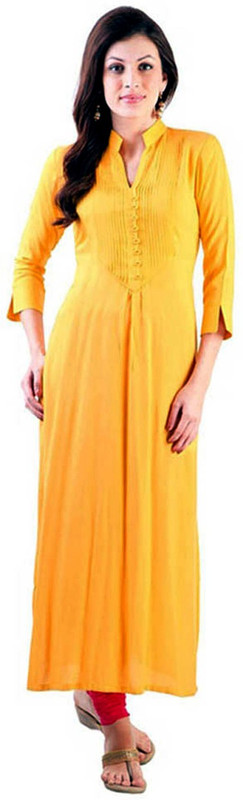 Anokhii Women Embroidered, Solid Anarkali Kurta(Yellow)