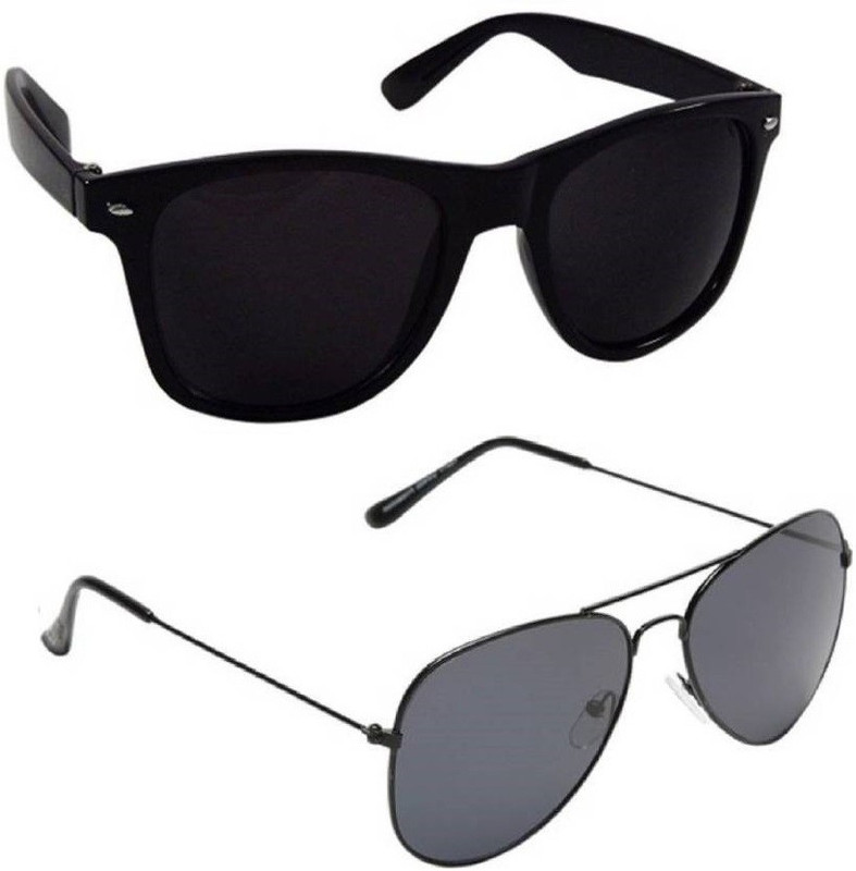 Eyeshot Wayfarer, Aviator Sunglasses(Black, Grey)