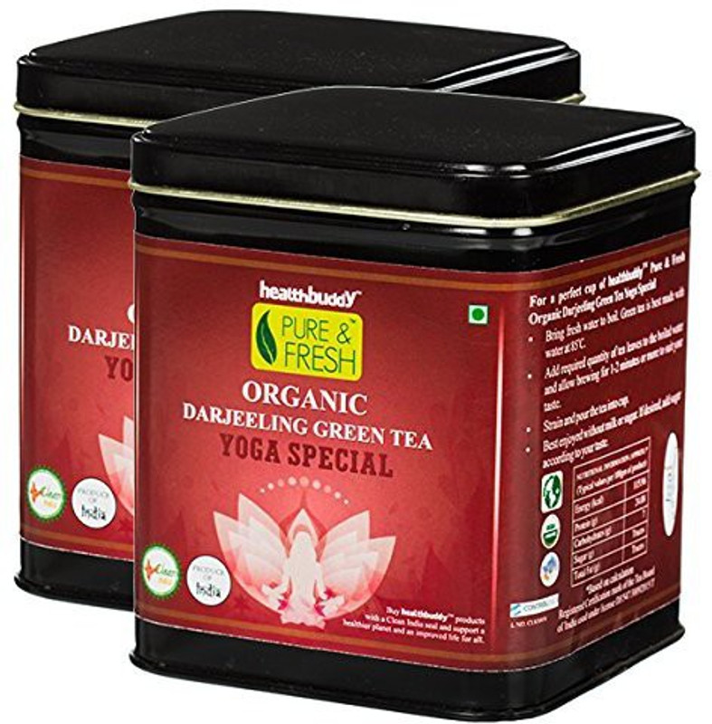 Healthbuddy Organic Yoga Special Green Tea, 2 Packs of 100 gm Each Herbs Green Tea(200 g, Box)