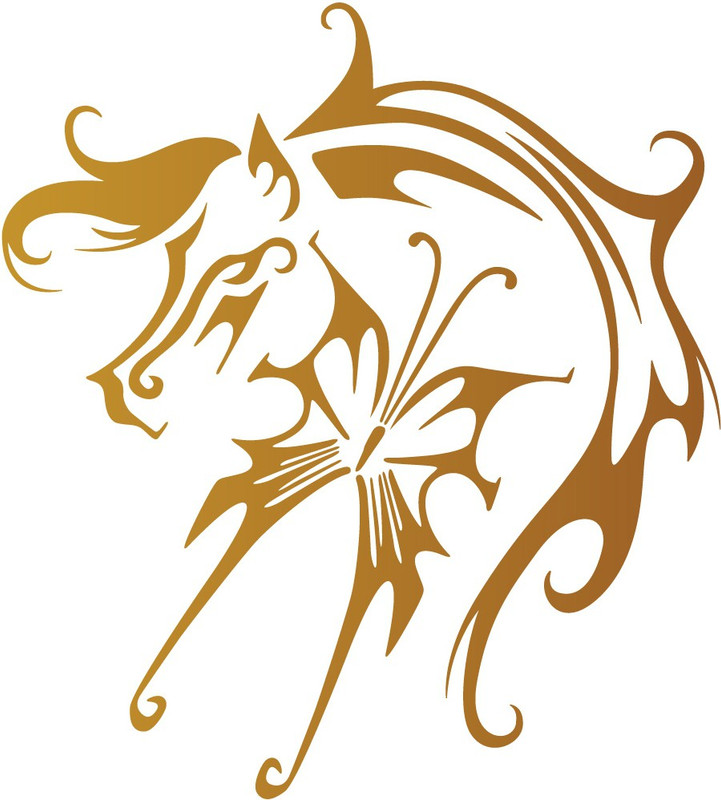 Wall Design Radium Stickers For Bikes Horse Dream To Fly Like A Butterfly - Copper Colour Reflective Vinyl Motorcycle Design Sticker(Pack of 1)