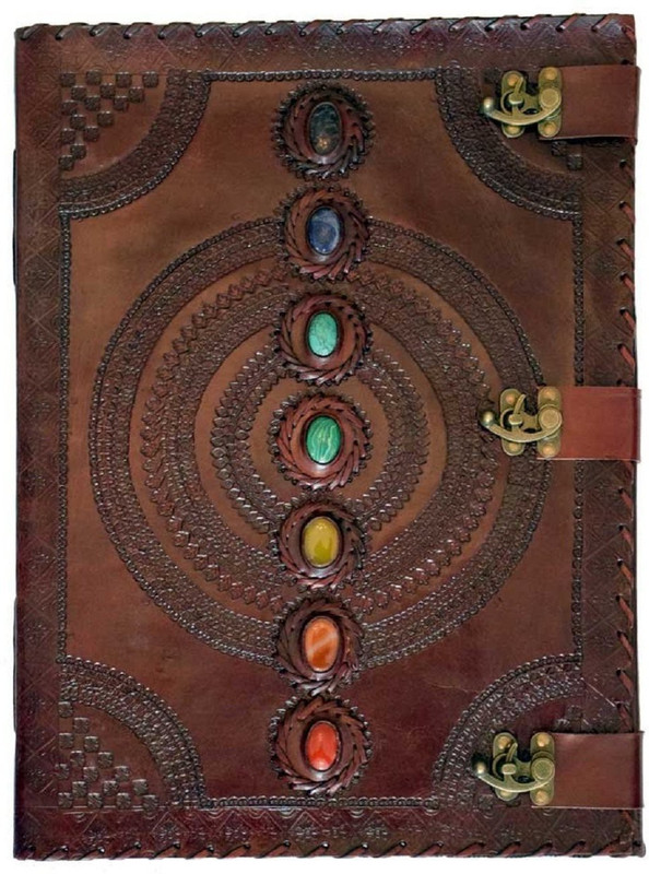 ehandcrafts Book-size Diary(Leather Embossed Chakra Stones Journal, Brown)