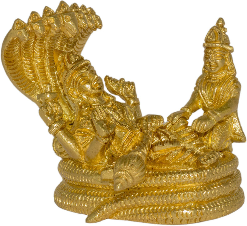shri annapurna Annapurna Brass Idol of Vishnu & Laxmi Ji on sheshnag Idol for Pooja or Showpiece || Height: 3' Inch || Material: Brass. Decorative Showpiece  -  7.5 cm(Brass, Gold)