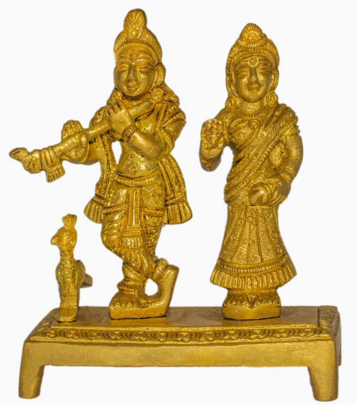 shri annapurna Annapurna: Hindu Goddess Radha and God Shri Krishan with Peacock Handicraft Idol (Brass) / Makhan Chor / Bal Gopal Decorative Spiritual Puja Vastu Showpiece Figurine - Religious Pooja Gift Item & Murti for Mandir / Temple / Home Decor / office / Study Table. Decorative Showpiece  -  9