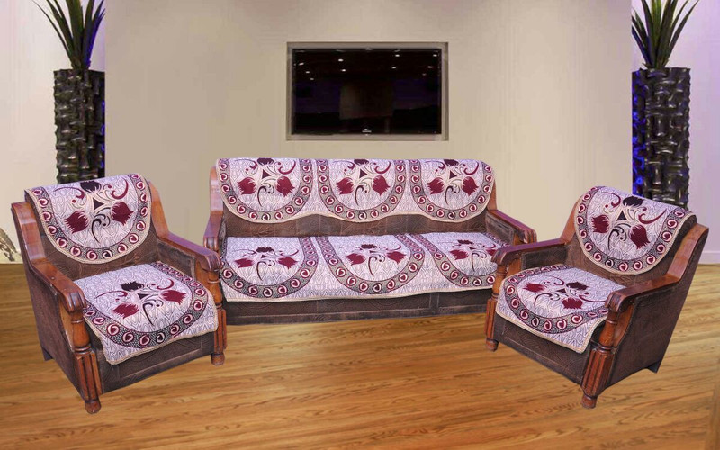 st decor store Cotton Sofa Cover(red Pack of 6)