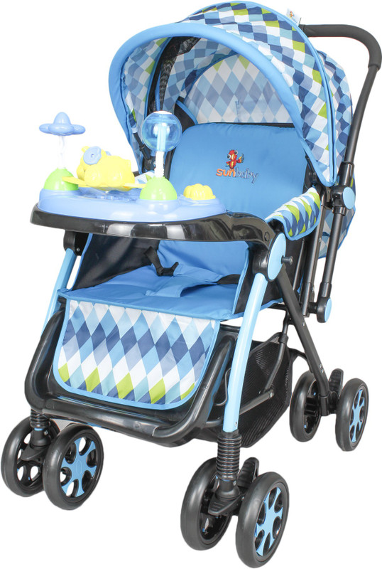 Sunbaby Jumbo Stroller Stroller(3, Blue, Black)