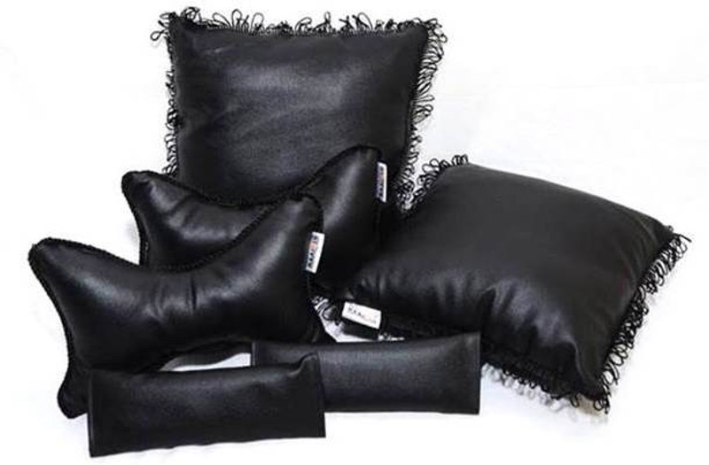 Raaisin Black Leatherite Car Pillow Cushion for Chevrolet(Rectangular, Pack of 6)