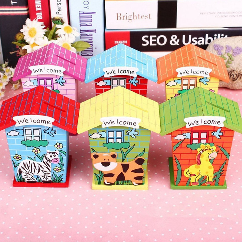 kinder kollege Piggy Bank, Wooden Animal Design Piggy Bank for Kids, Boys, Girls, Birthday Return Gift for Kids, Money Box/Saving Box/Home Décor/Piggy Bank/Coin Box/Birthday Return Gift Combo (set of 6) Coin Bank(Multicolor)