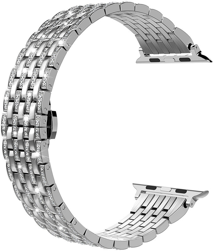 m memore MEMORE iWATCH CRYSTAL BAND 42MM SILVER Smart Watch Strap(Silver)