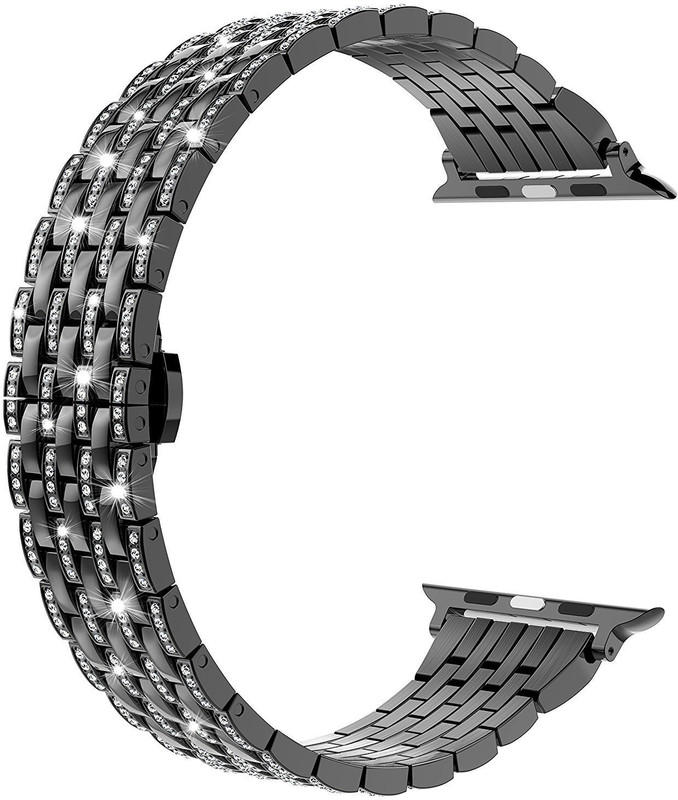 m memore MEMORE iWATCH CRYSTAL BAND 38MM BLACK Smart Watch Strap(Black)