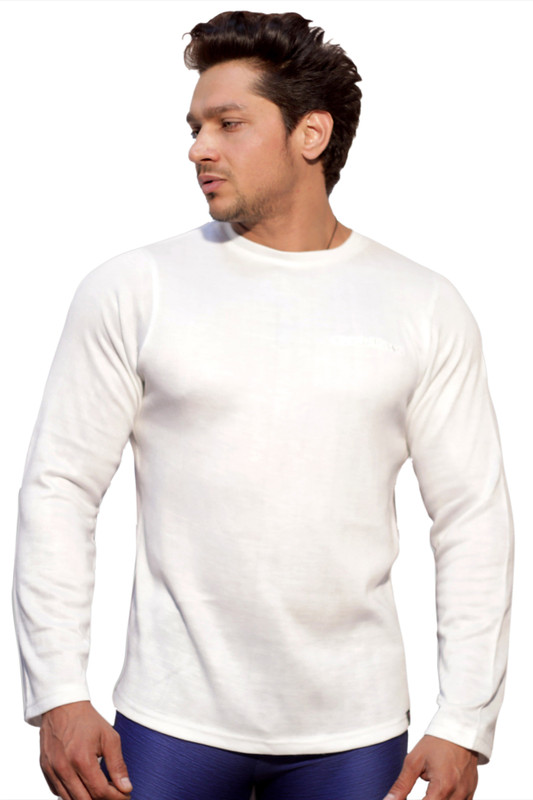 muscle wears Solid Men Round Neck White T-Shirt