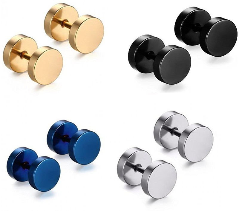 swagy hut Swagy Hut Round Barbell Dumbells Pair Piercing 316L Surgical Stainless Steel Stud Earring Metal Stud Earring