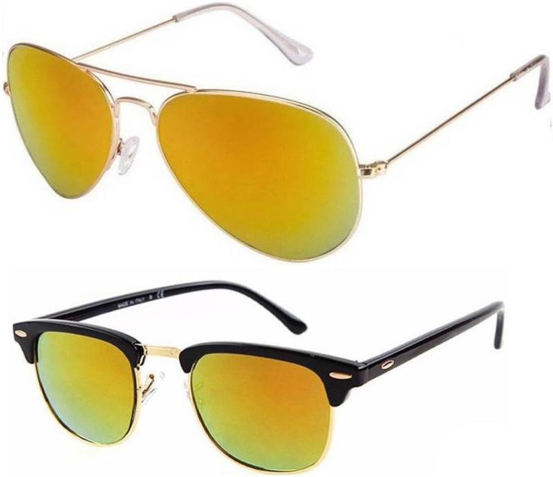 Eyeshot Aviator, Clubmaster Sunglasses(Yellow, Orange)