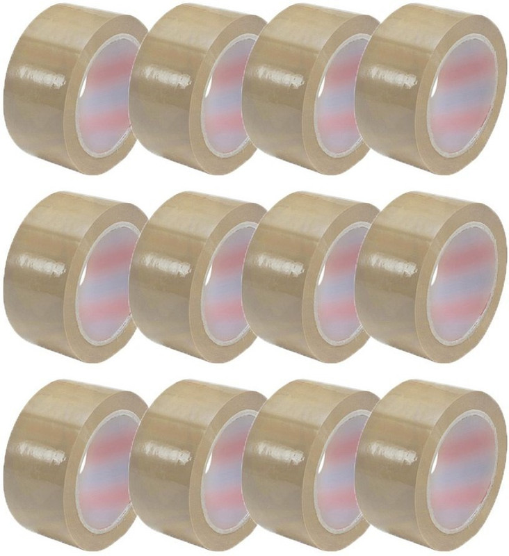 power wonder 48MM (2") B.O.P.P SELF ADHESIVE TAPES 40 MICRONS BROWN 100MTRS SET OF 12 ROLLS HAND 48MM (Manual)(Brown)