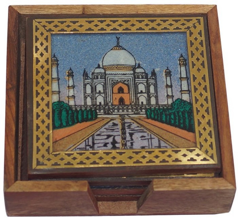 ramani Square Wood Coaster Set(Pack of 4)