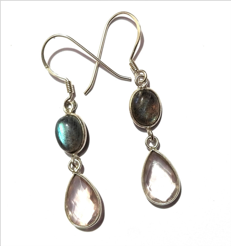 regalia royals EARBLAWPQ001 Labradorite Sterling Silver Drops & Danglers